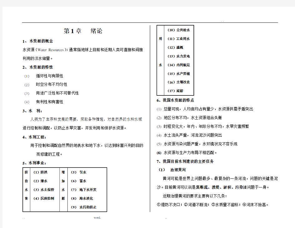 水资源规划及利用课程复习资料