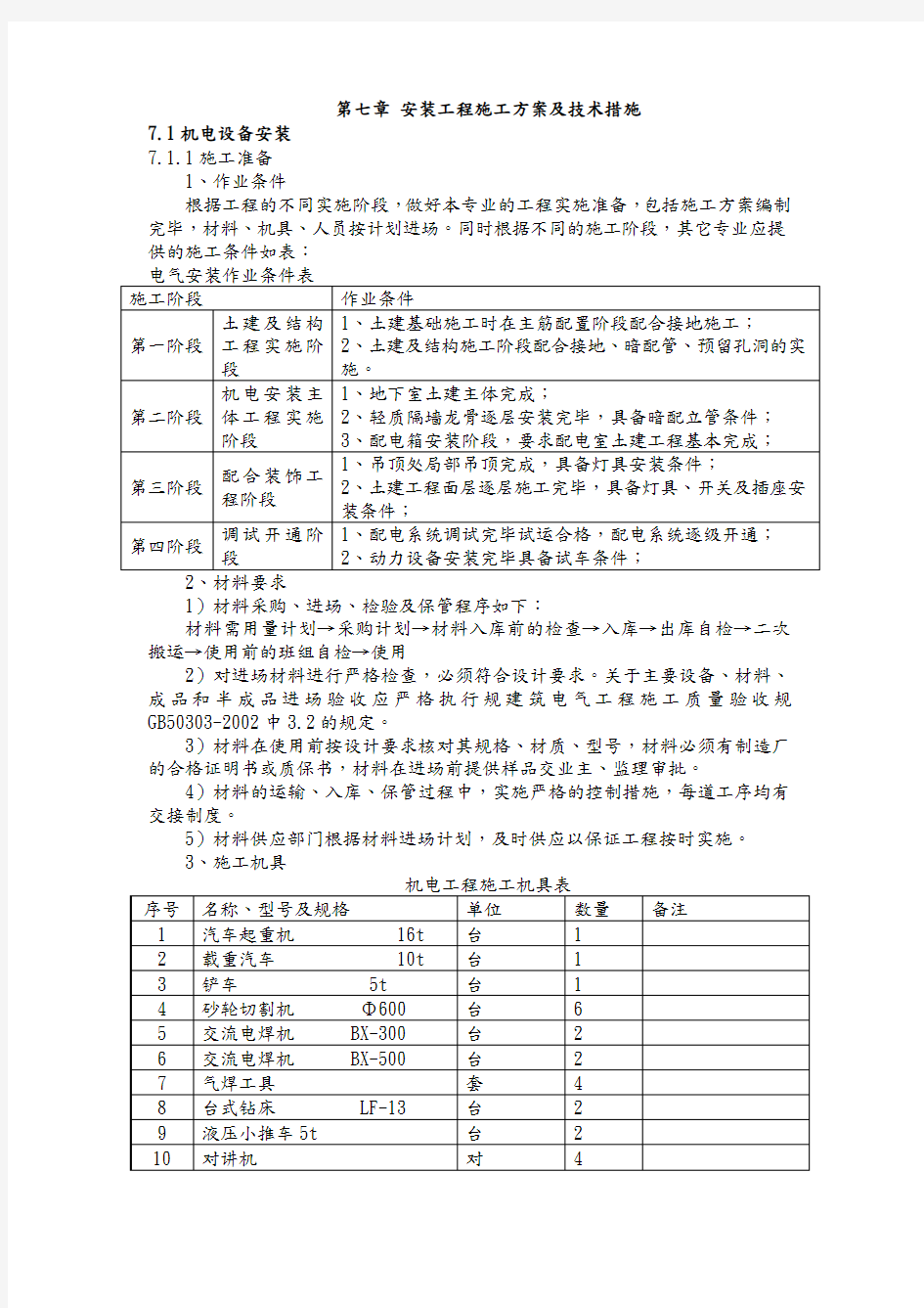 电气工程主要工程施工组织设计方案