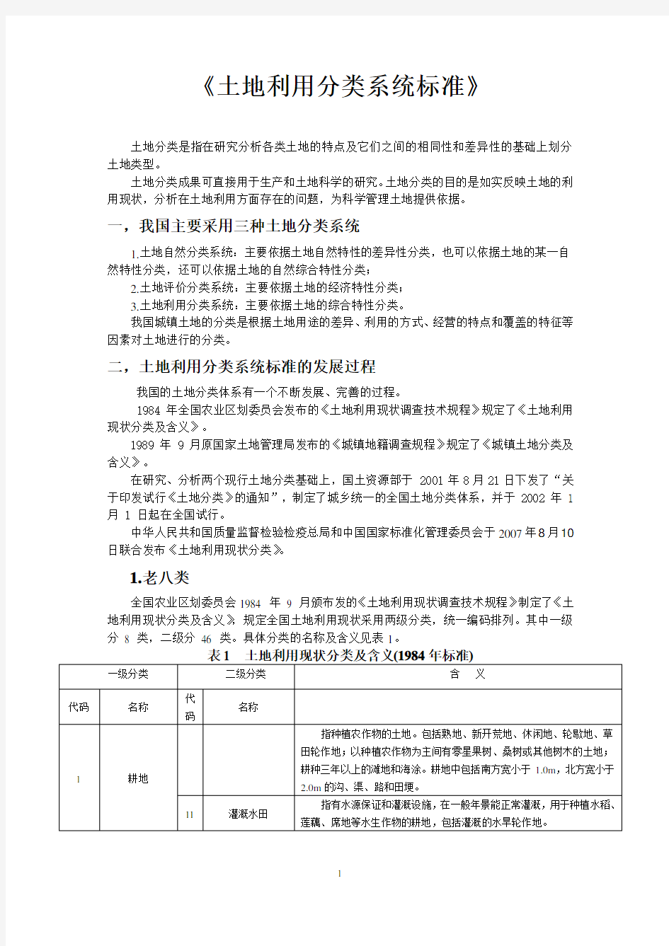 土地利用分类系统标准84、89、02、07各版(全)