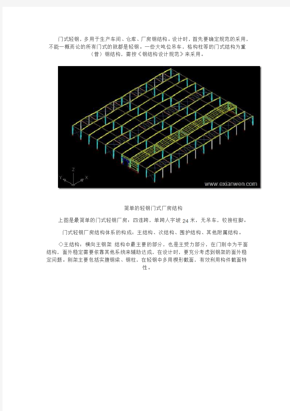 门式钢架厂房设计总结