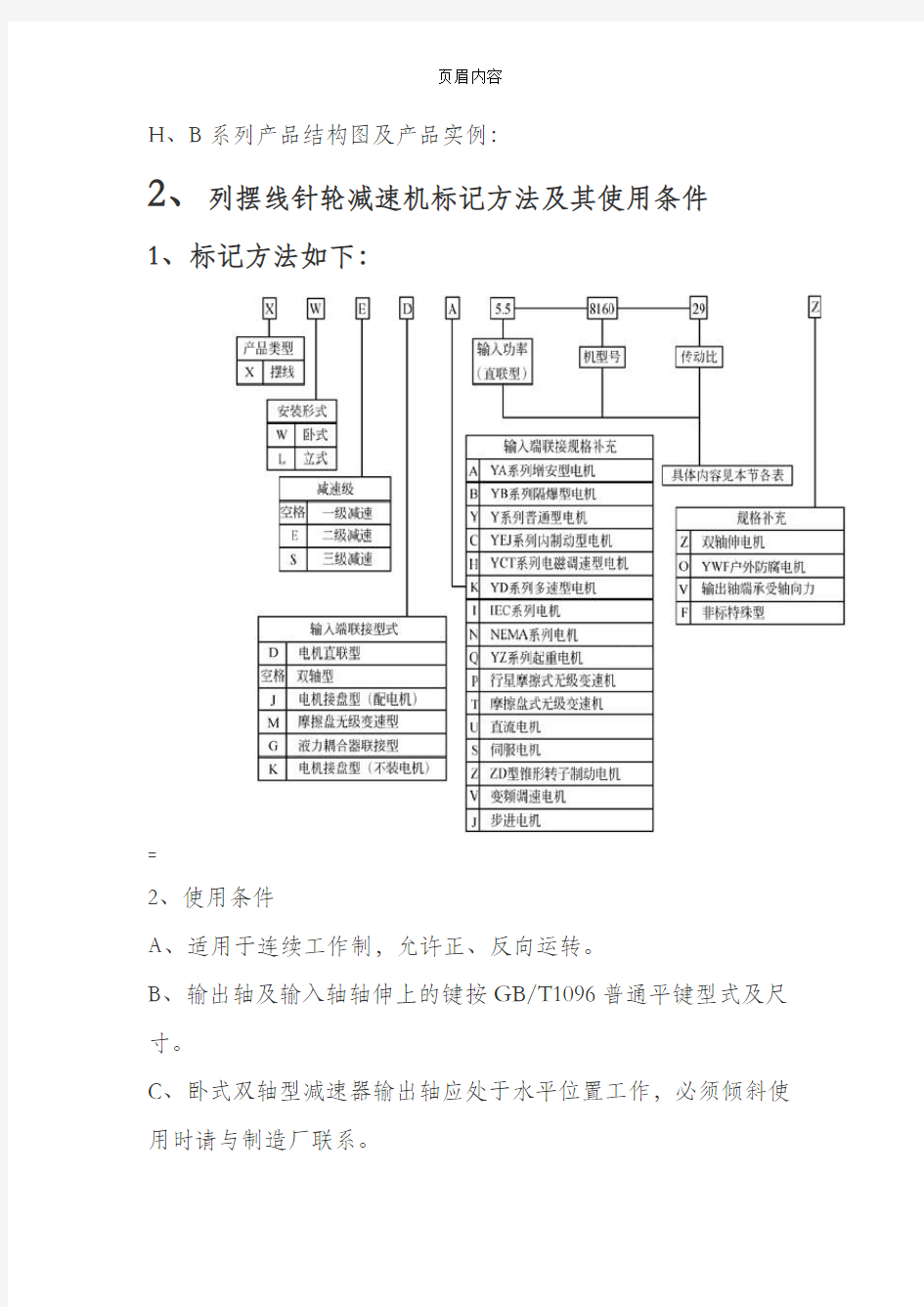 减速机型号标示说明