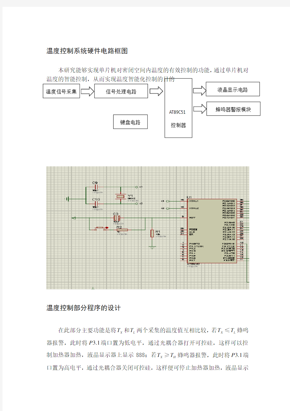 温度控制系统硬件电路框图