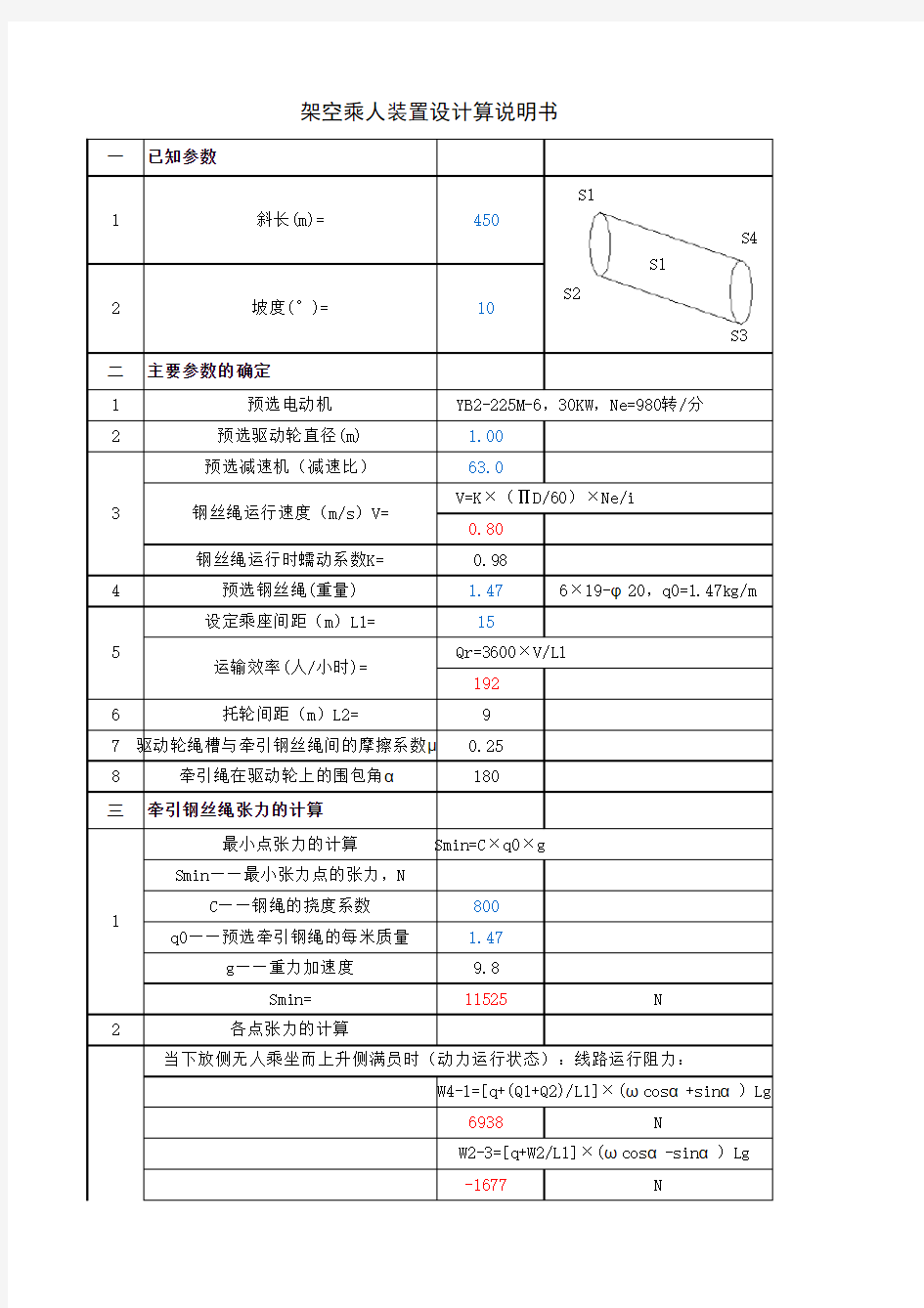 架空乘人装置设计计算说明书