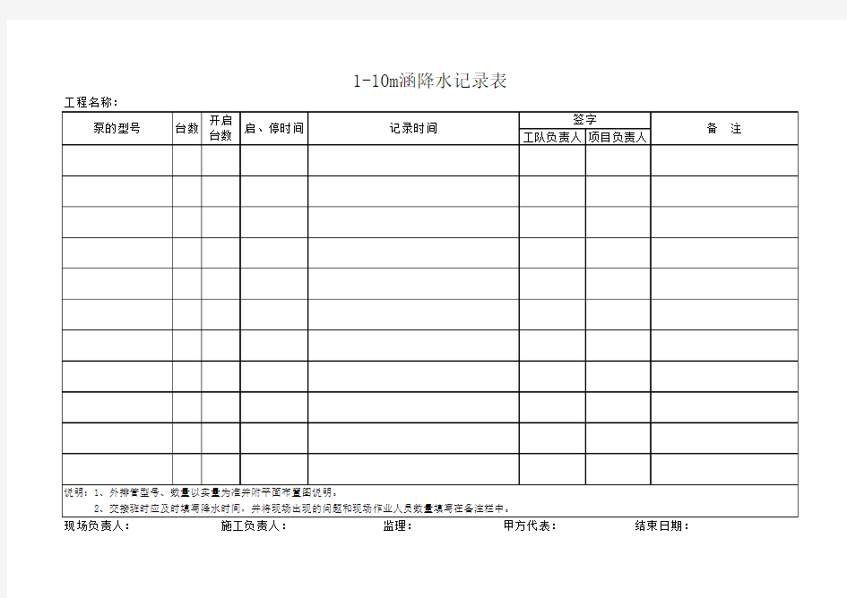 降水台班统计表