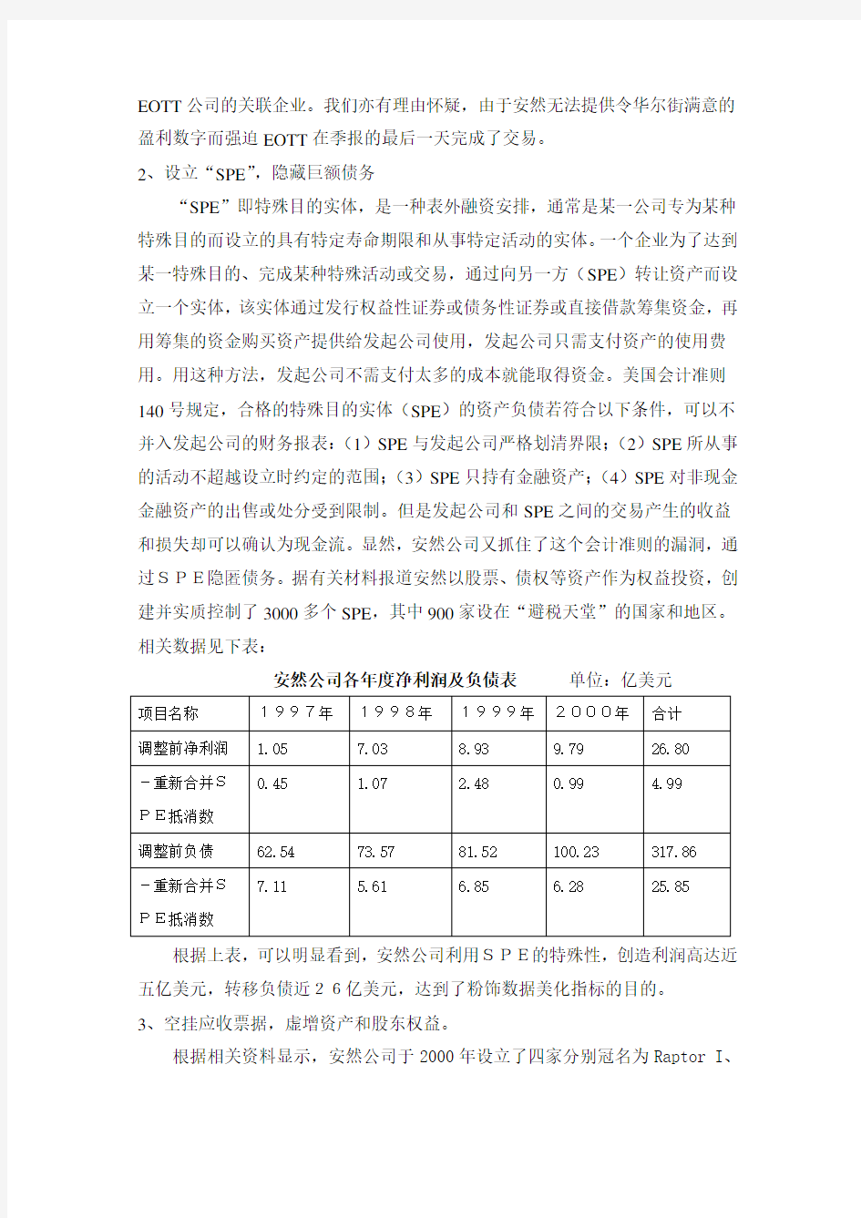 安然公司和安达信事件案例分析