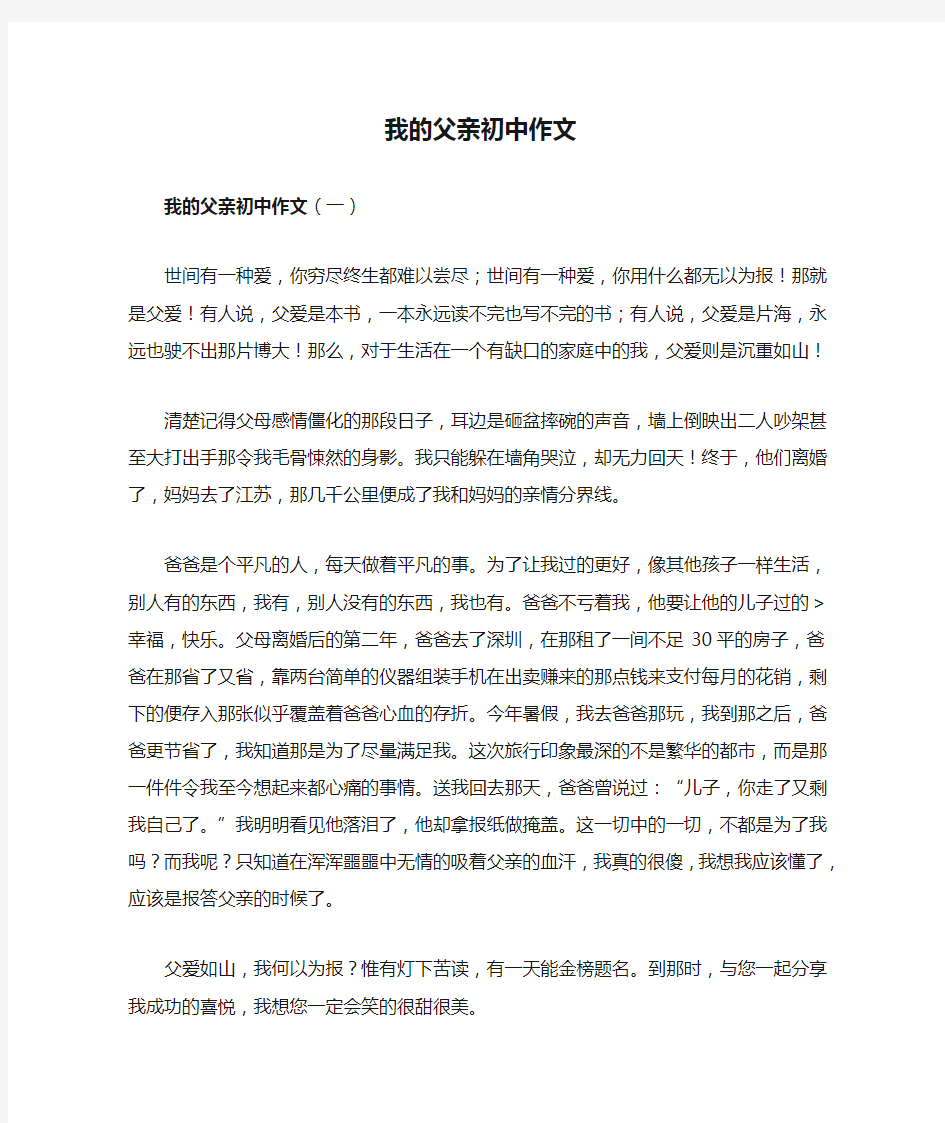 我的父亲初中作文