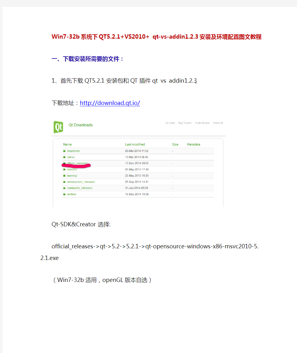 Win7-32位QT5.2.1+VS2010安装及环境配置图文教程