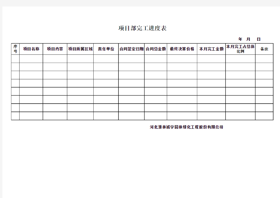 项目完工进度表