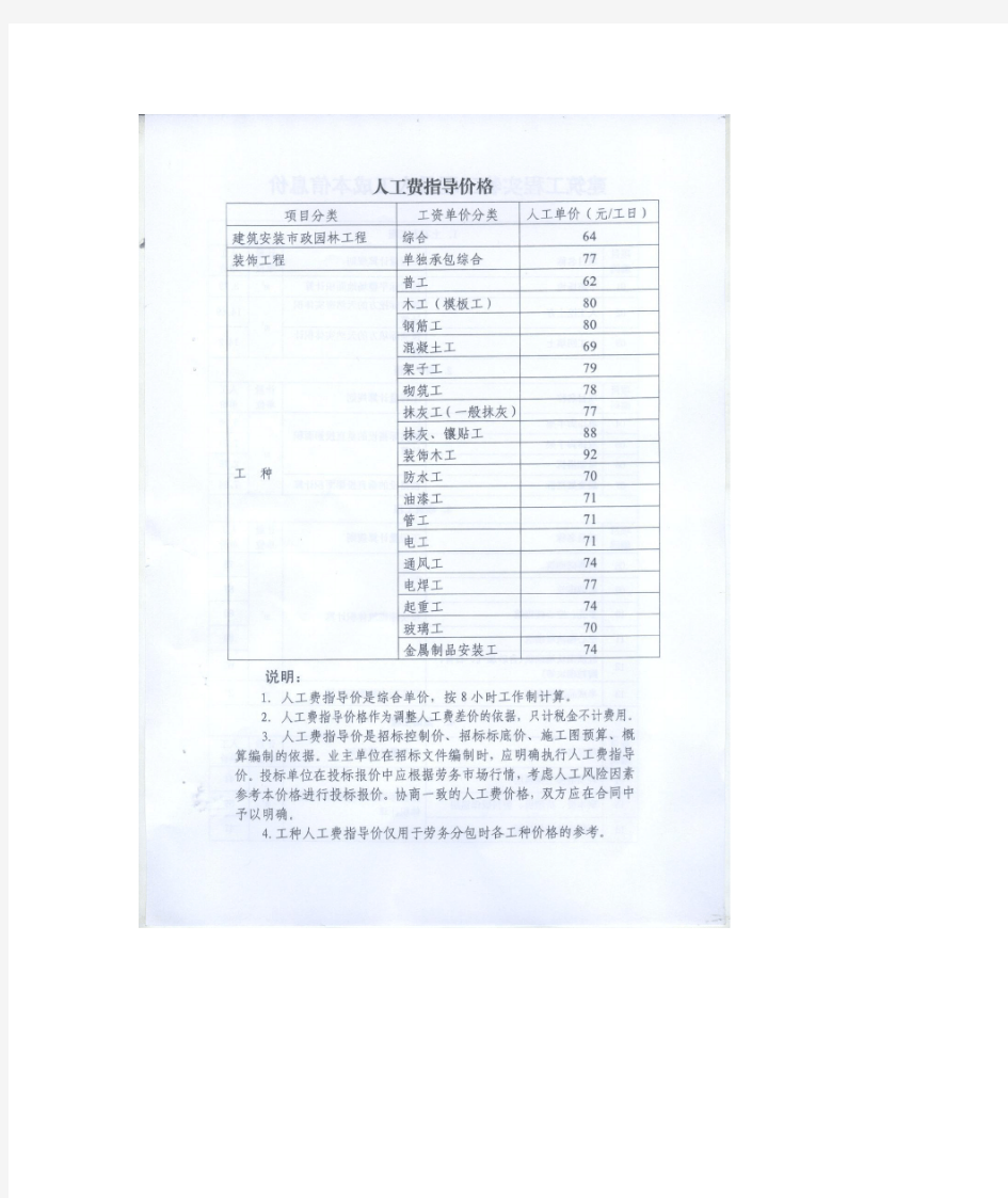 河南省建筑工程标准定额站发布2012年1~3月人工费指导价格、实物工程量人工成本信息价的通知