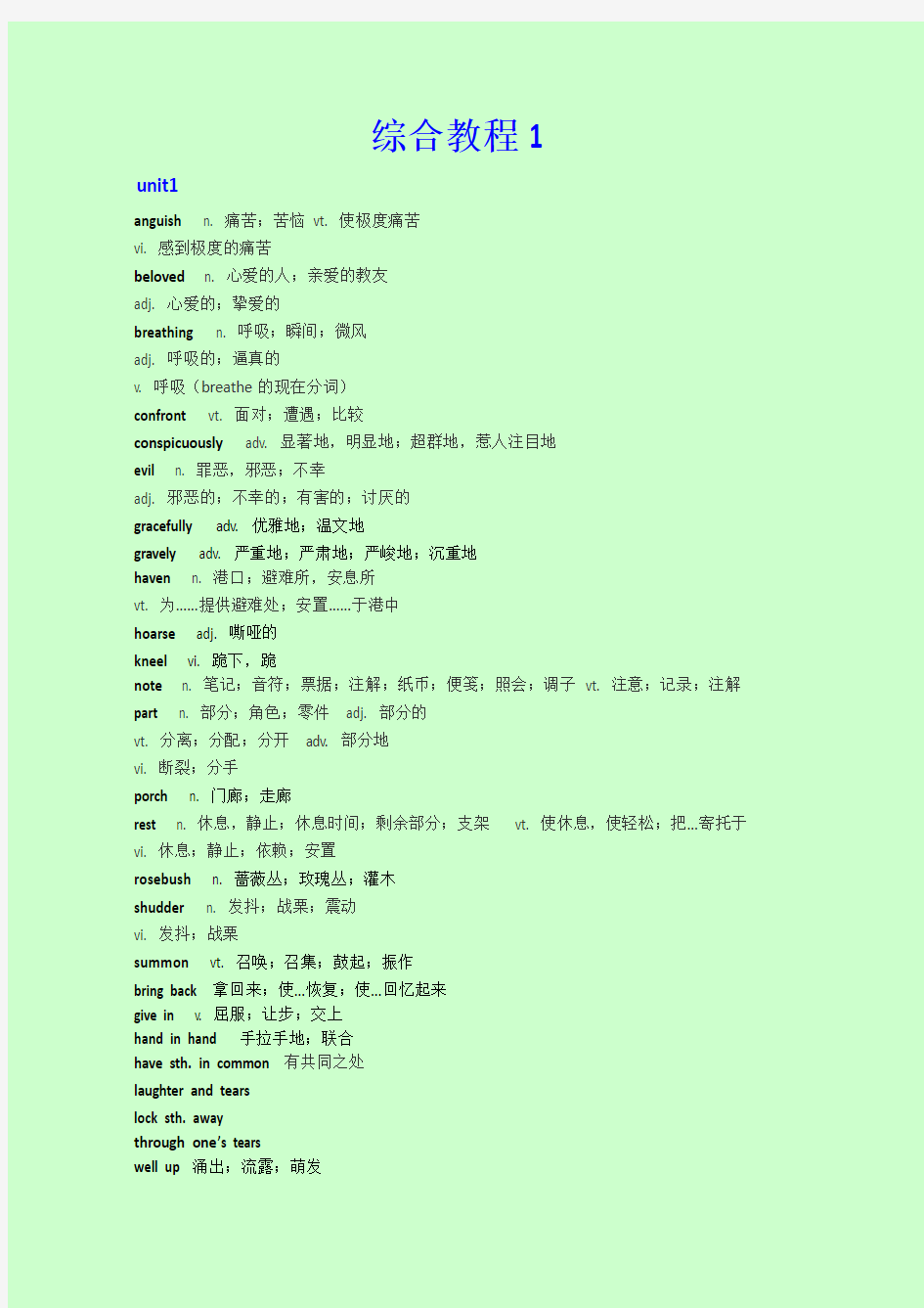 新世纪英语专业综合教程(第二版)第1册 单词讲解