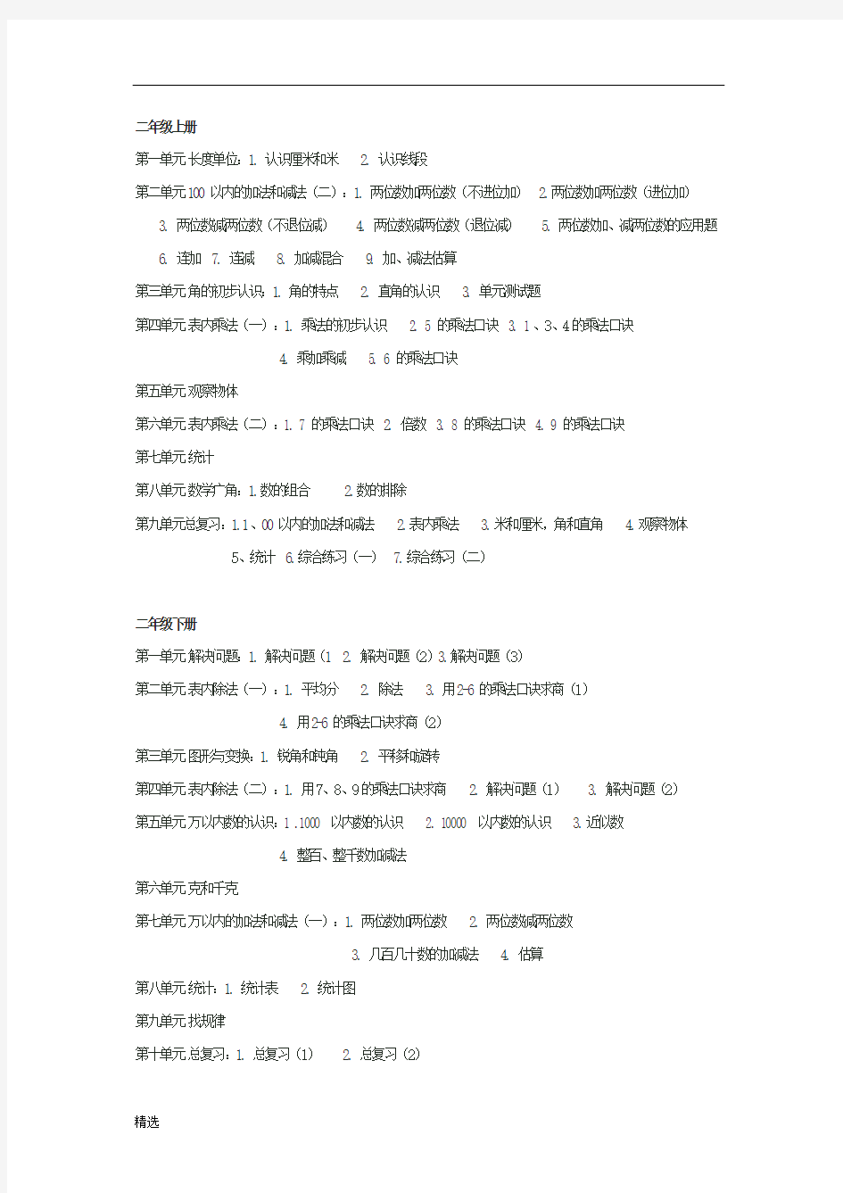 人教版小学数学教材全套目录可修改.doc