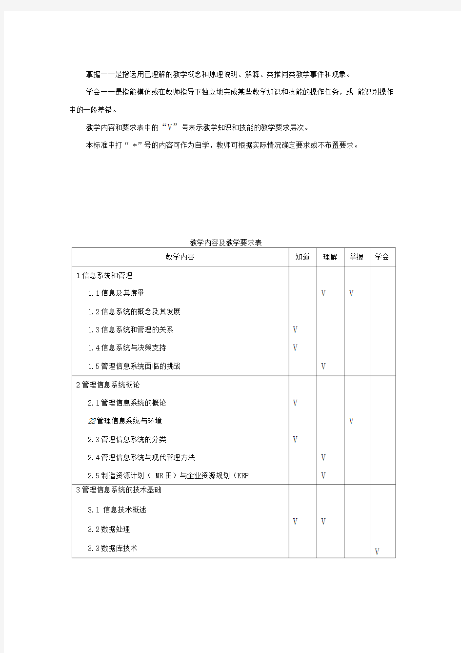 《管理信息系统分析与设计》教学大纲