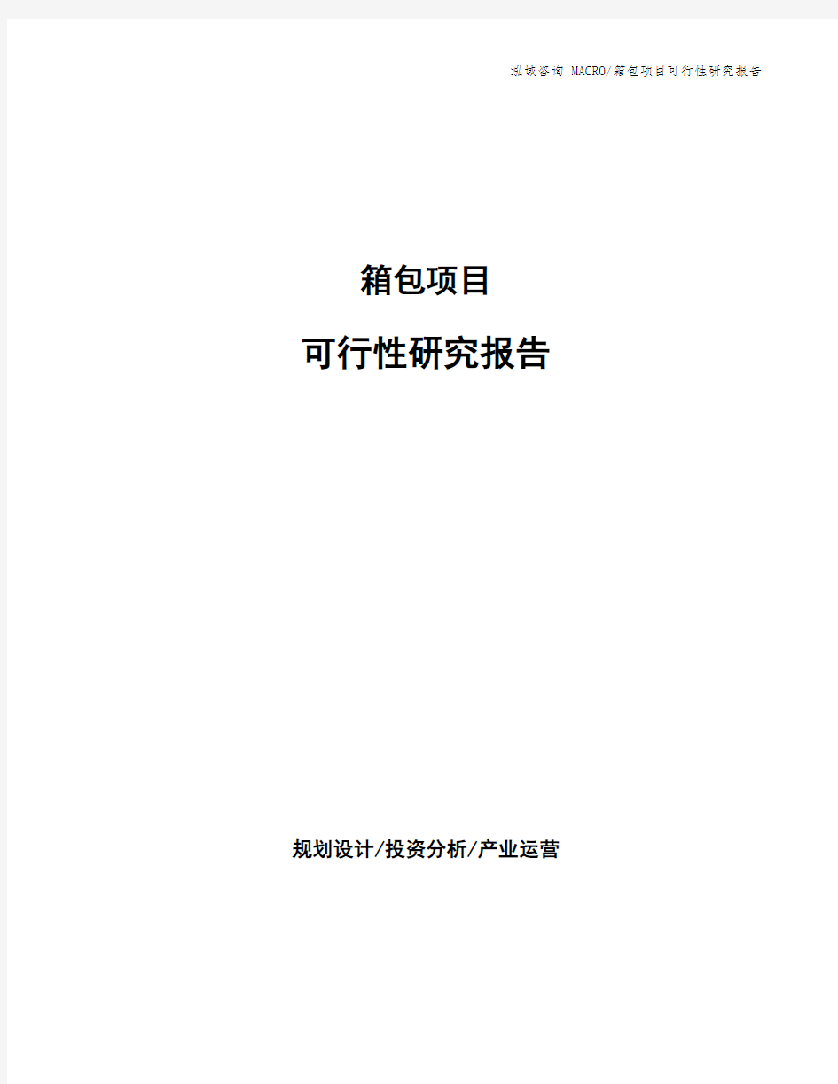 箱包项目可行性研究报告