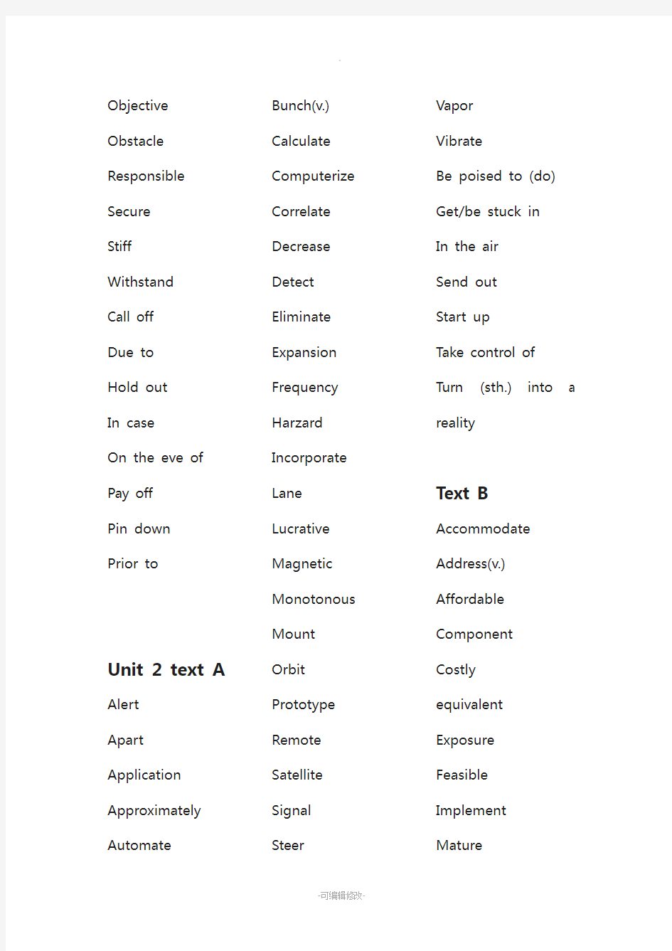 全新版大学英语综合教程4重点单词表