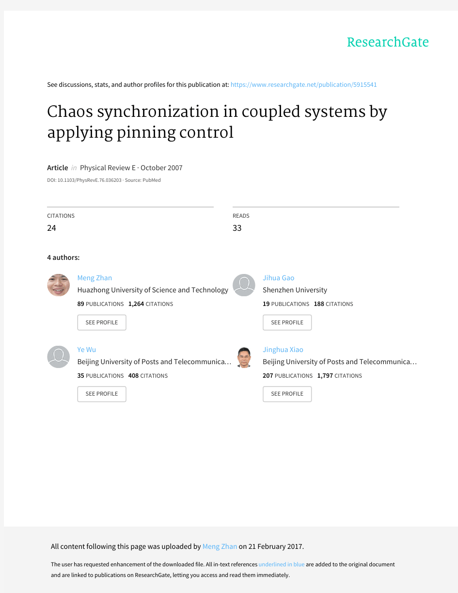 Chaos synchronization in coupled systems by applying pinning control