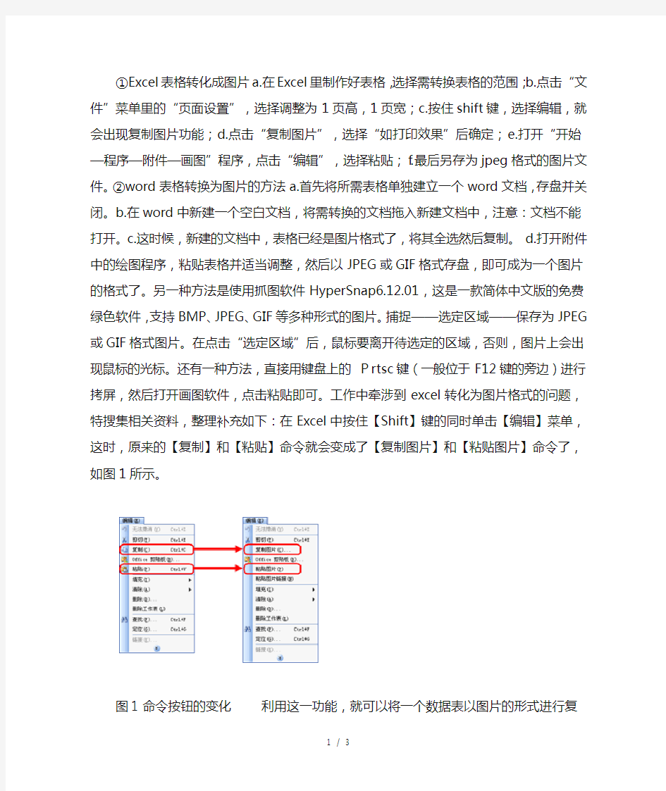 Excel表格化成图片