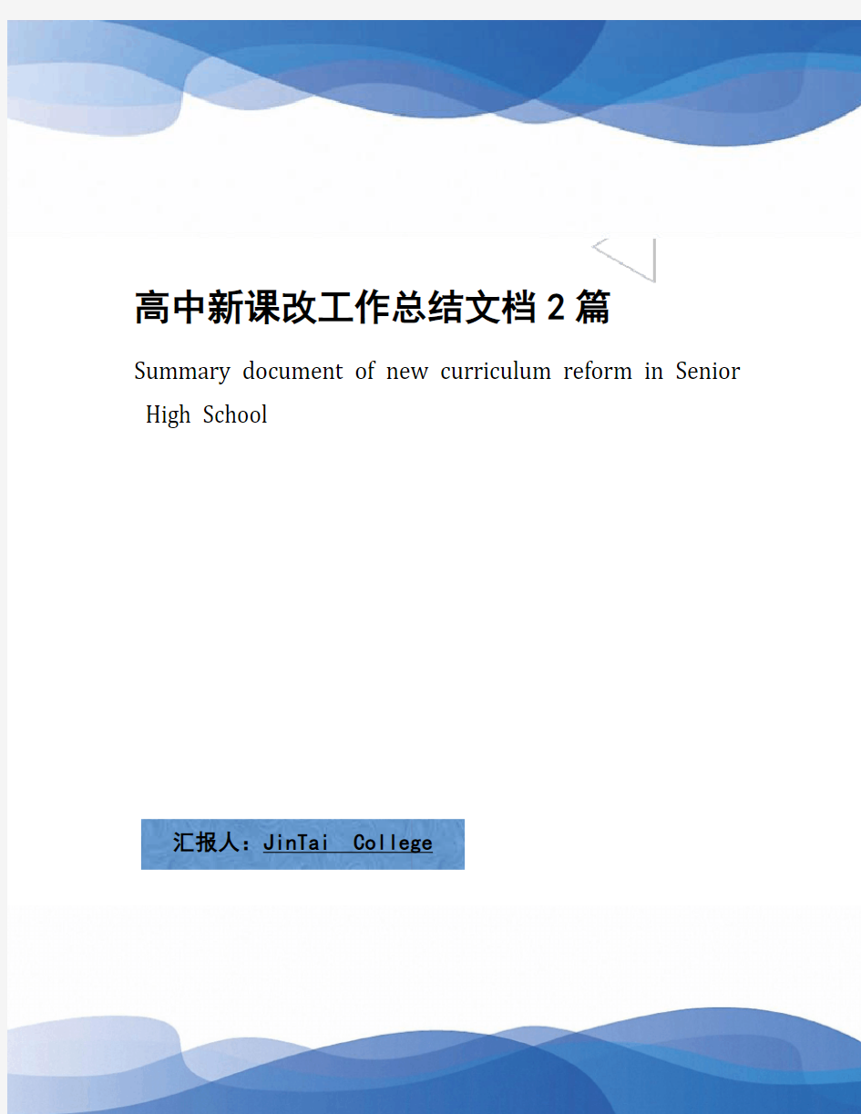 高中新课改工作总结文档2篇