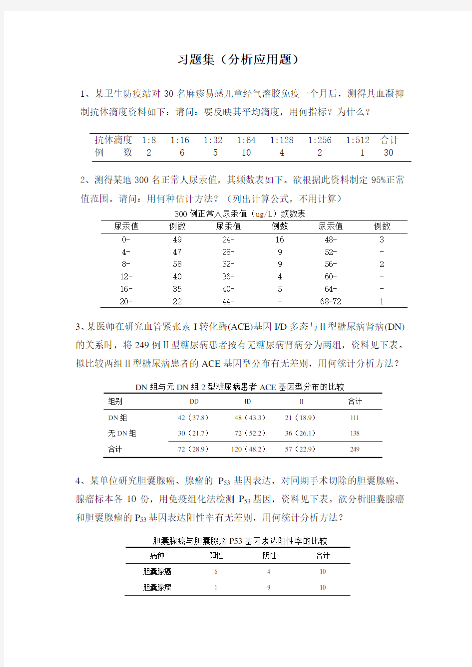 医学统计学上机试题-U知识分享