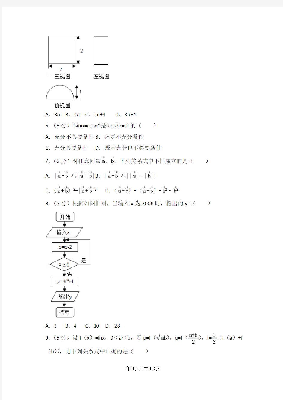 2015年陕西省高考数学试卷(理科)