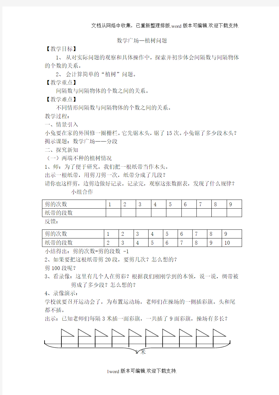沪教版数学三年级上册数学广场—植树问题