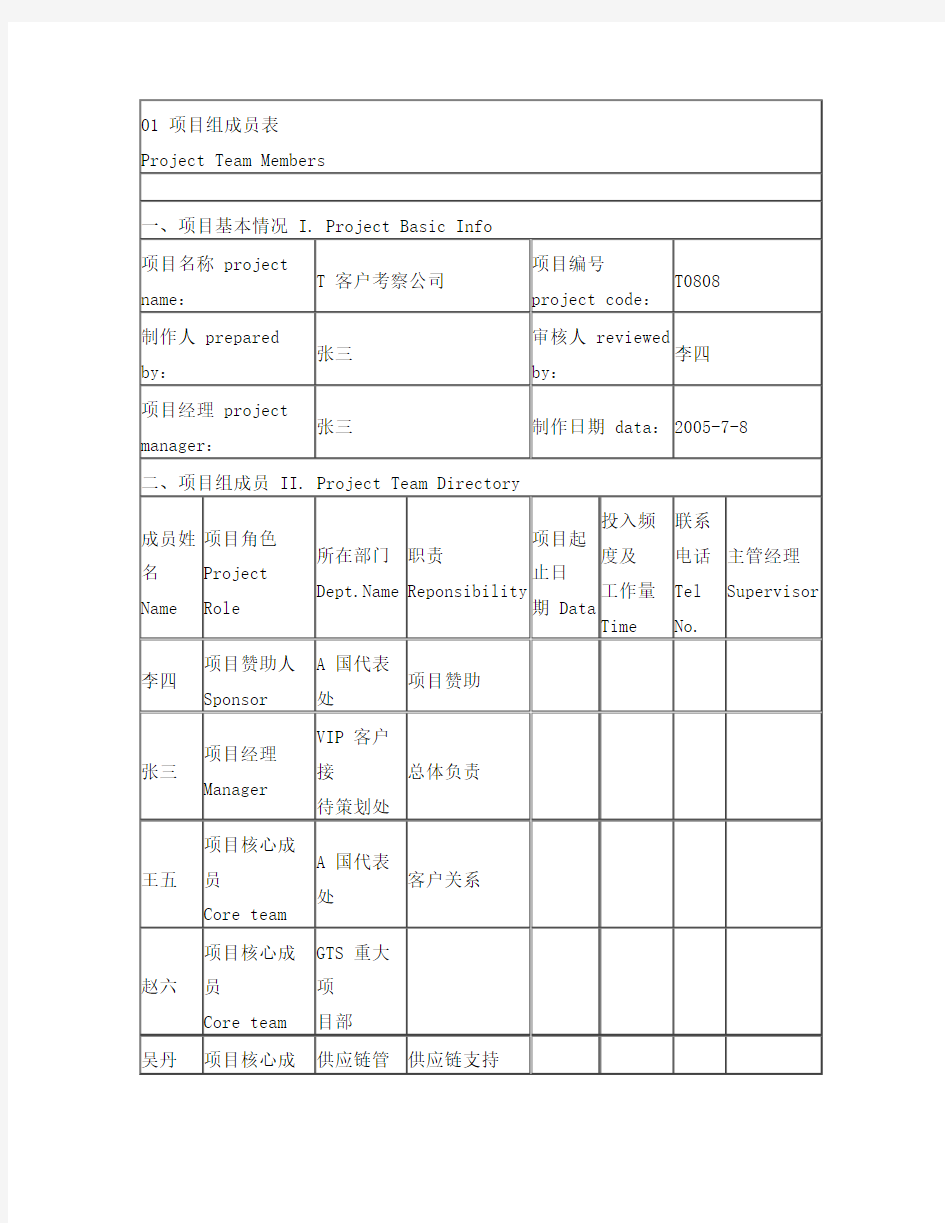 华为项目管理10大模板