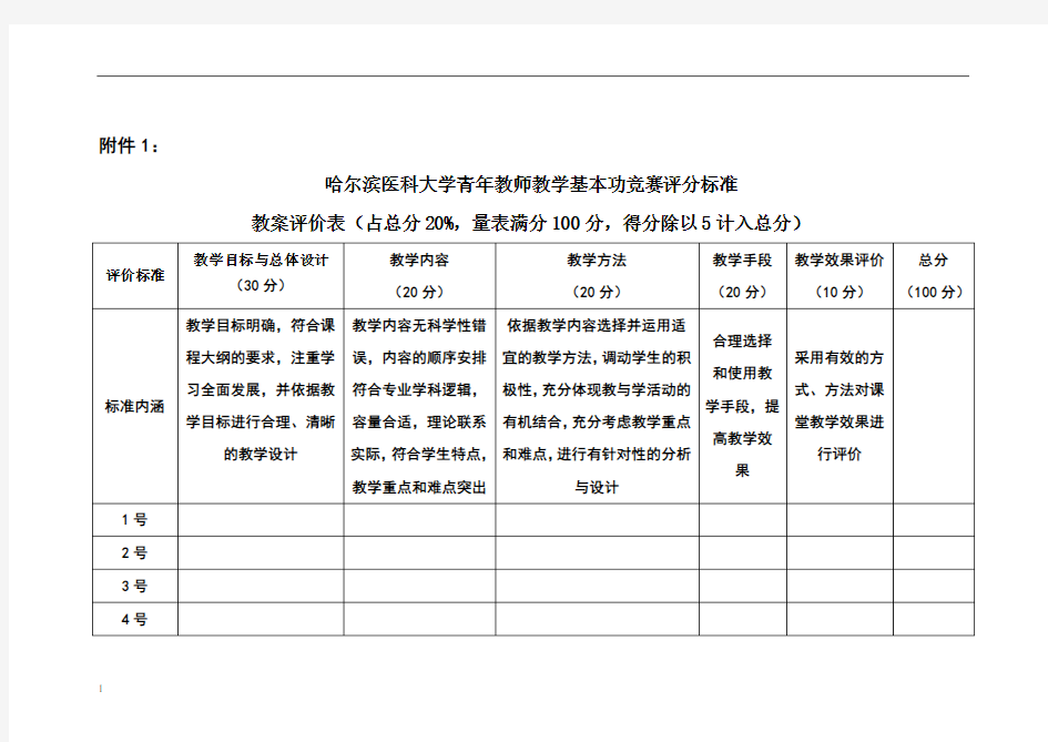 讲课大赛评分标准