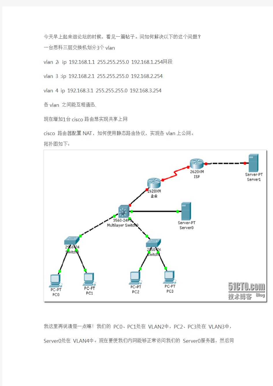 cisco思科。经典VLAN .ACL等3层交换机配置实力。图解, 命令。