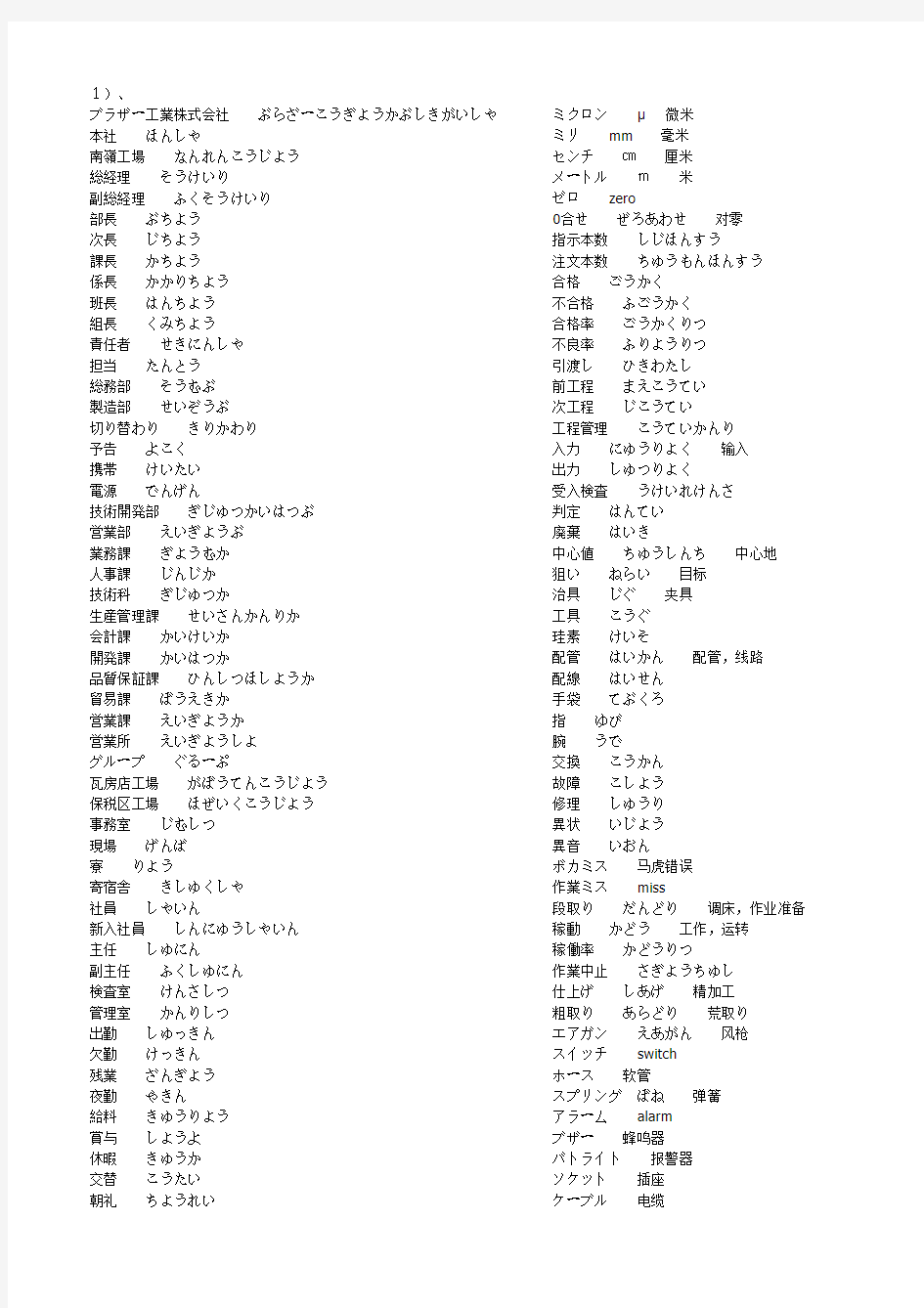 日语专业词汇大全