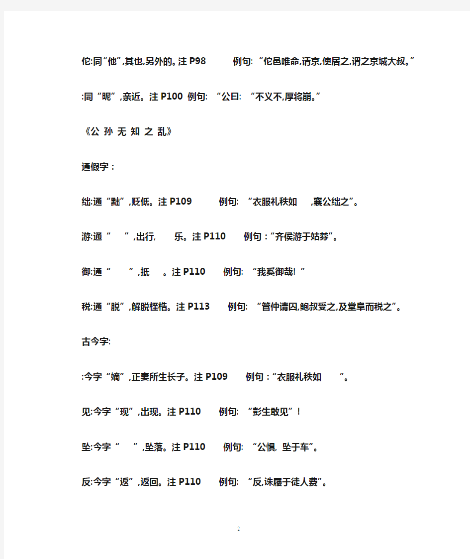 《古代汉语》部分通假字、古今字、异体字列举1