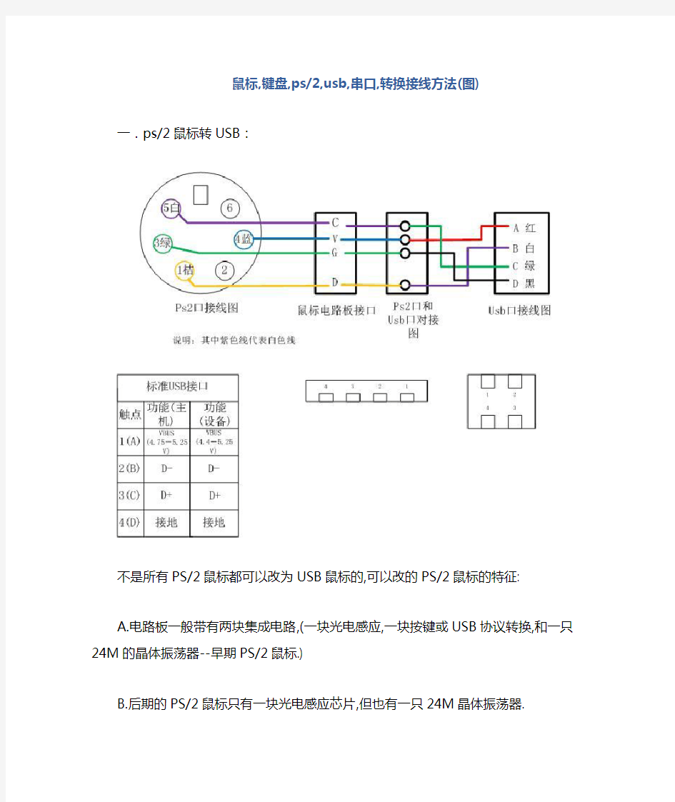 鼠标(键盘)ps2口(圆口)转usb口接线图