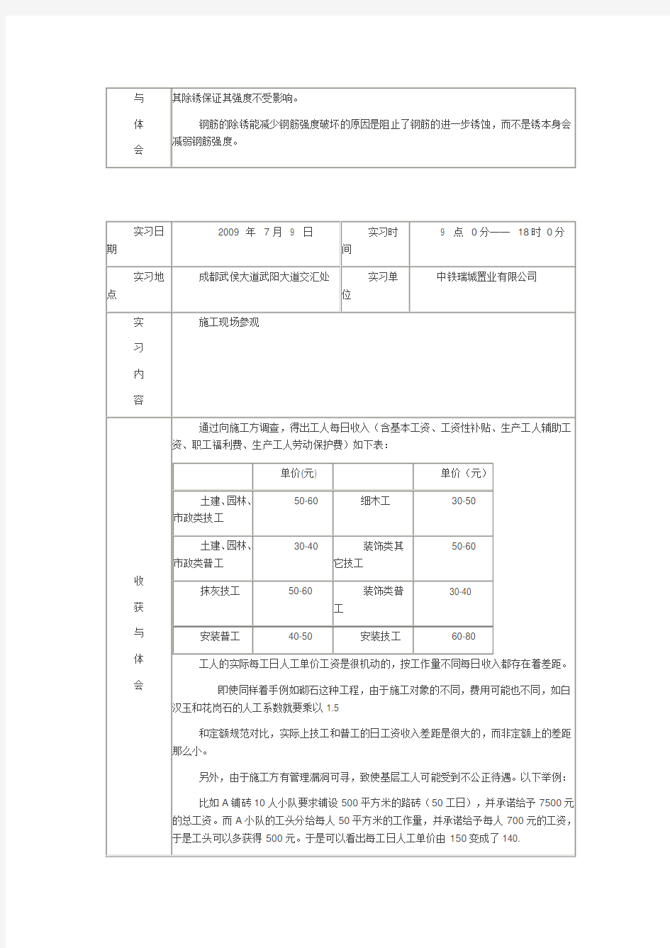 工程造价实习日志16篇