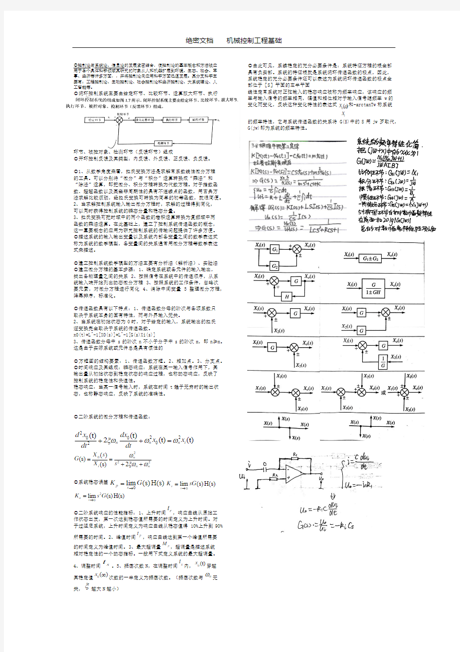 机械控制工程基础复习重点总结