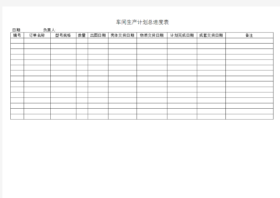 车间生产计划总进度表