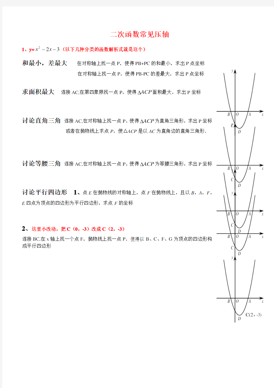 二次函数压轴题总结精华