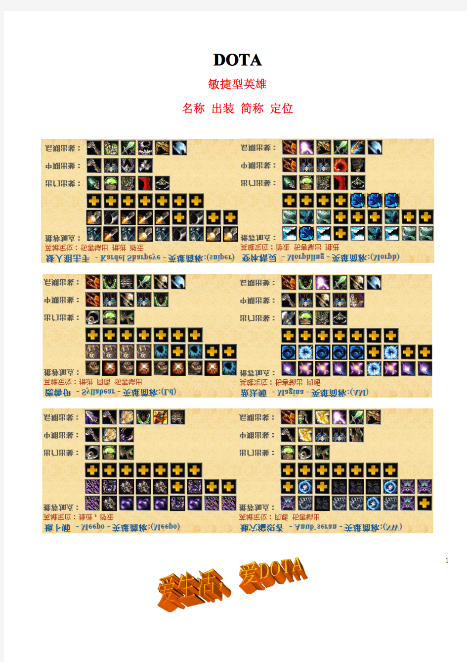 DOTA敏捷型英雄出装