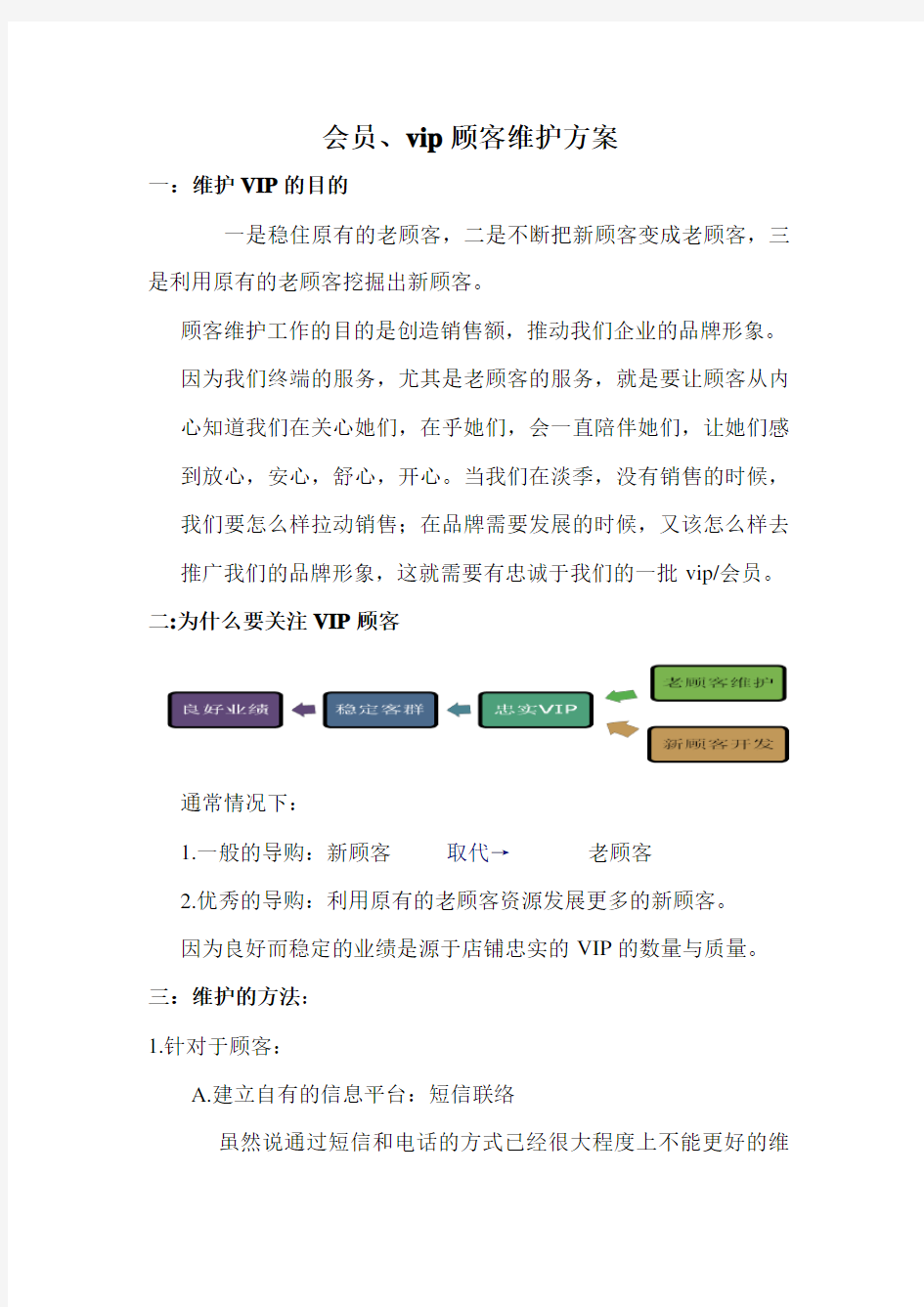 vip客户维护方案