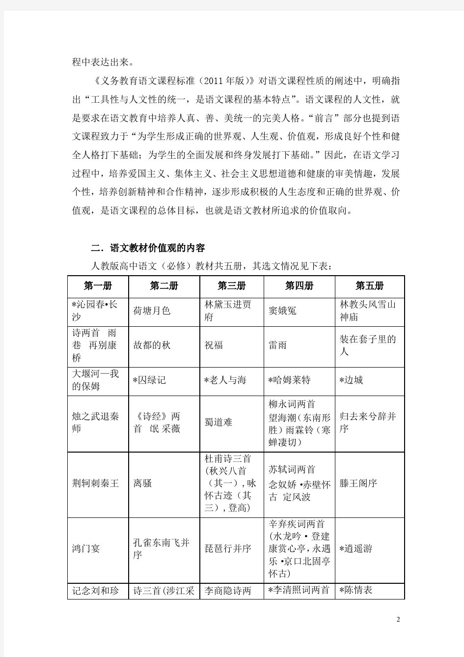 语文教材价值观