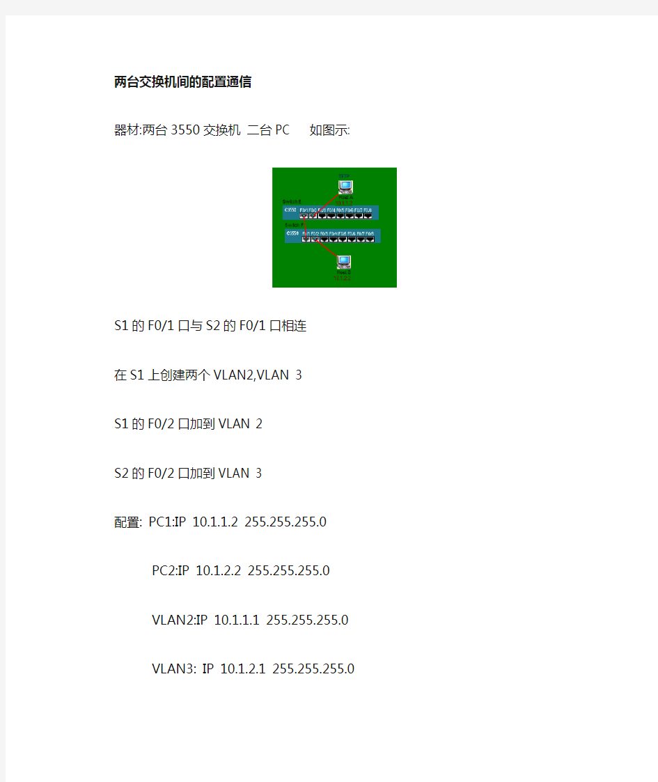 两交换机中通信配置