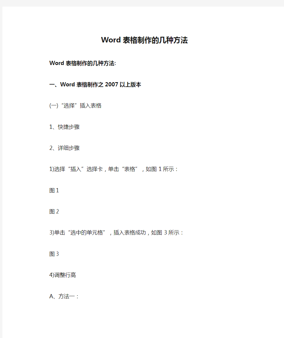 Word表格制作的几种方法