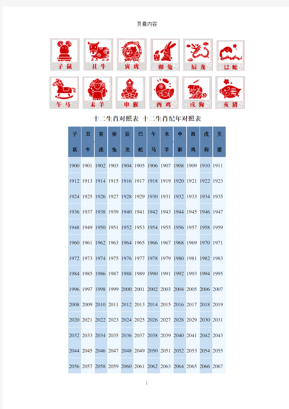 十二生肖对照表十二生肖纪年对照表