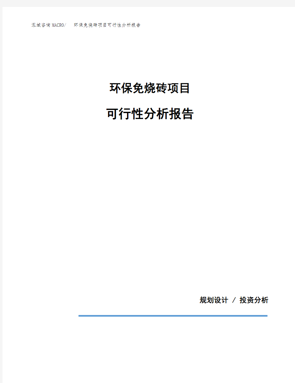 环保免烧砖项目可行性分析报告(模板参考范文)