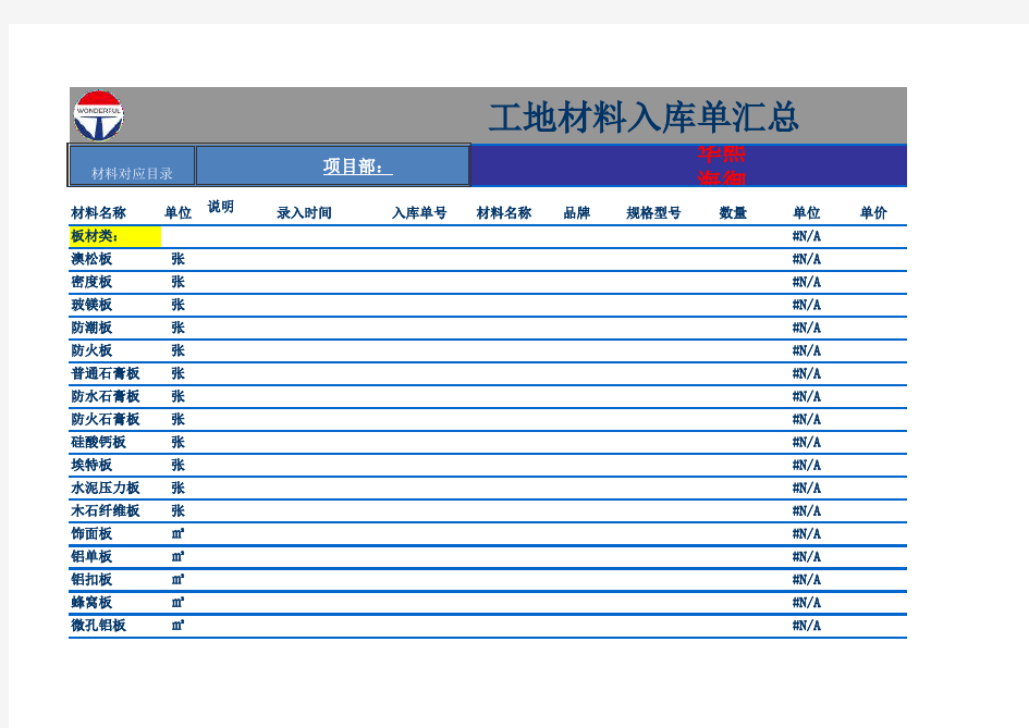 材料出入库单汇总模板最新