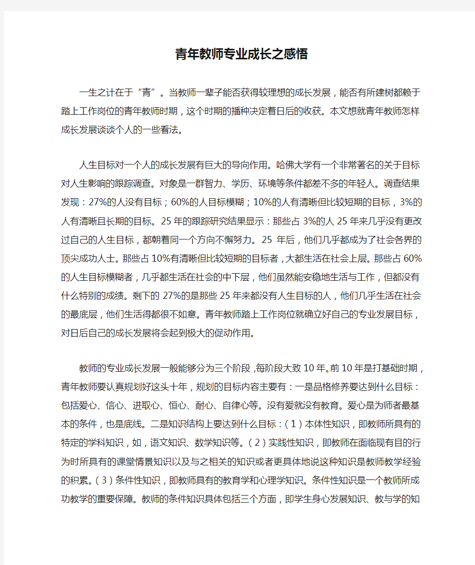 青年教师专业成长之感悟