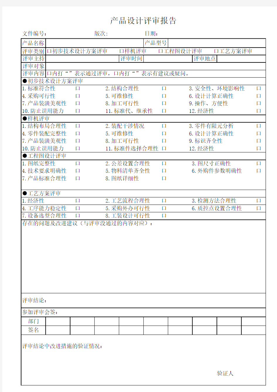 产品设计评审报告(参考模板)