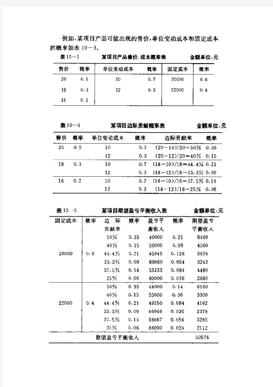 (项目管理)项目评估 不确定性分析