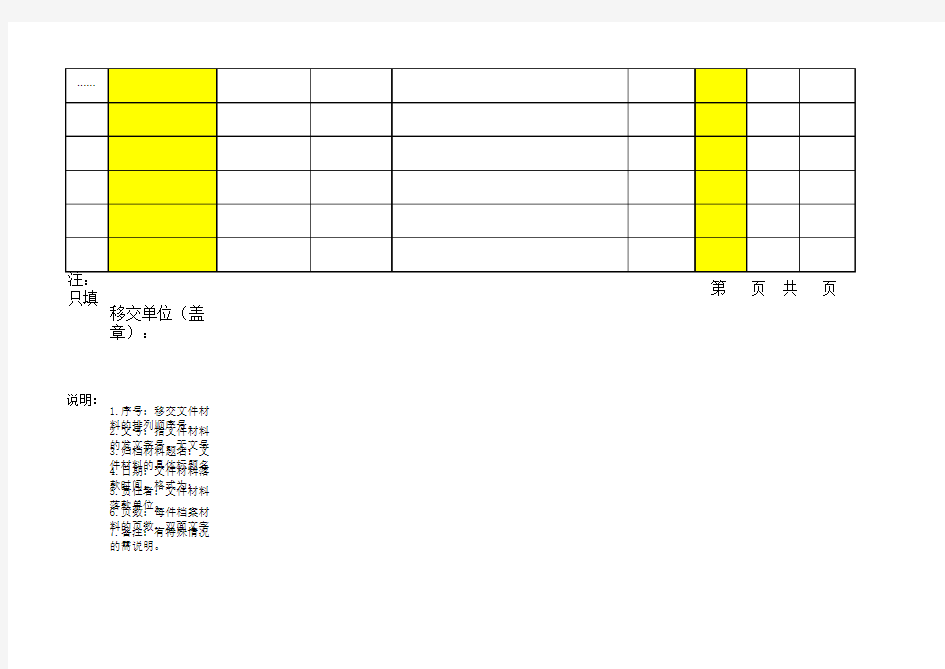 文件材料目录移交清单(模板)