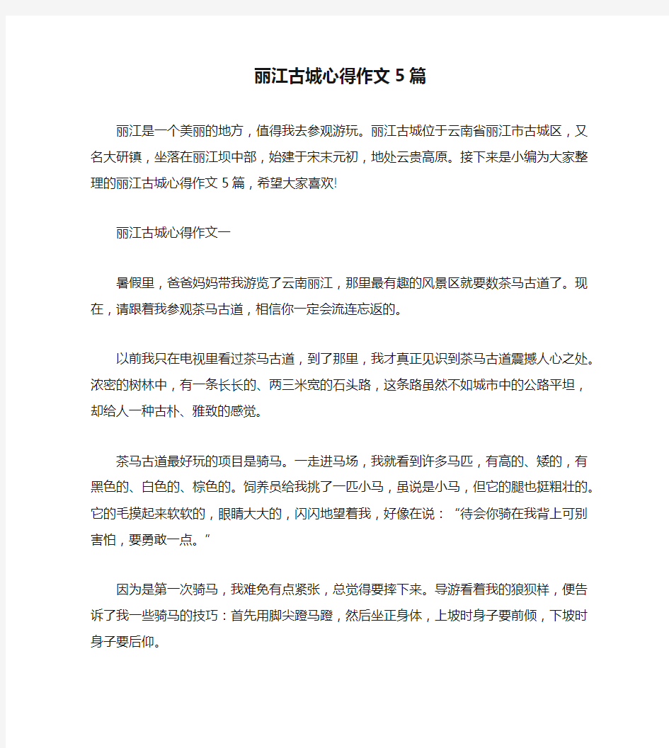 丽江古城心得作文5篇