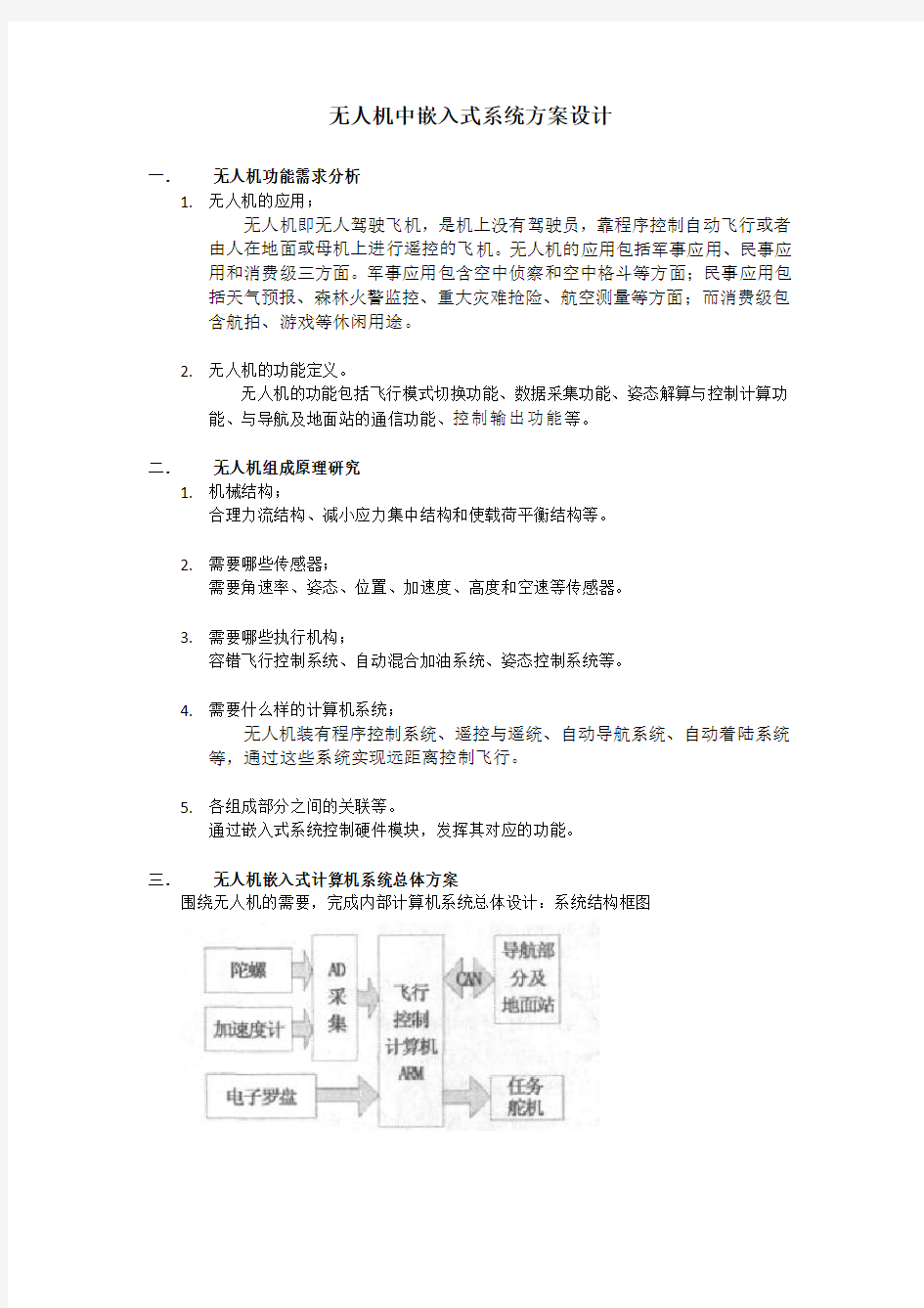 无人机中嵌入式系统方案设计