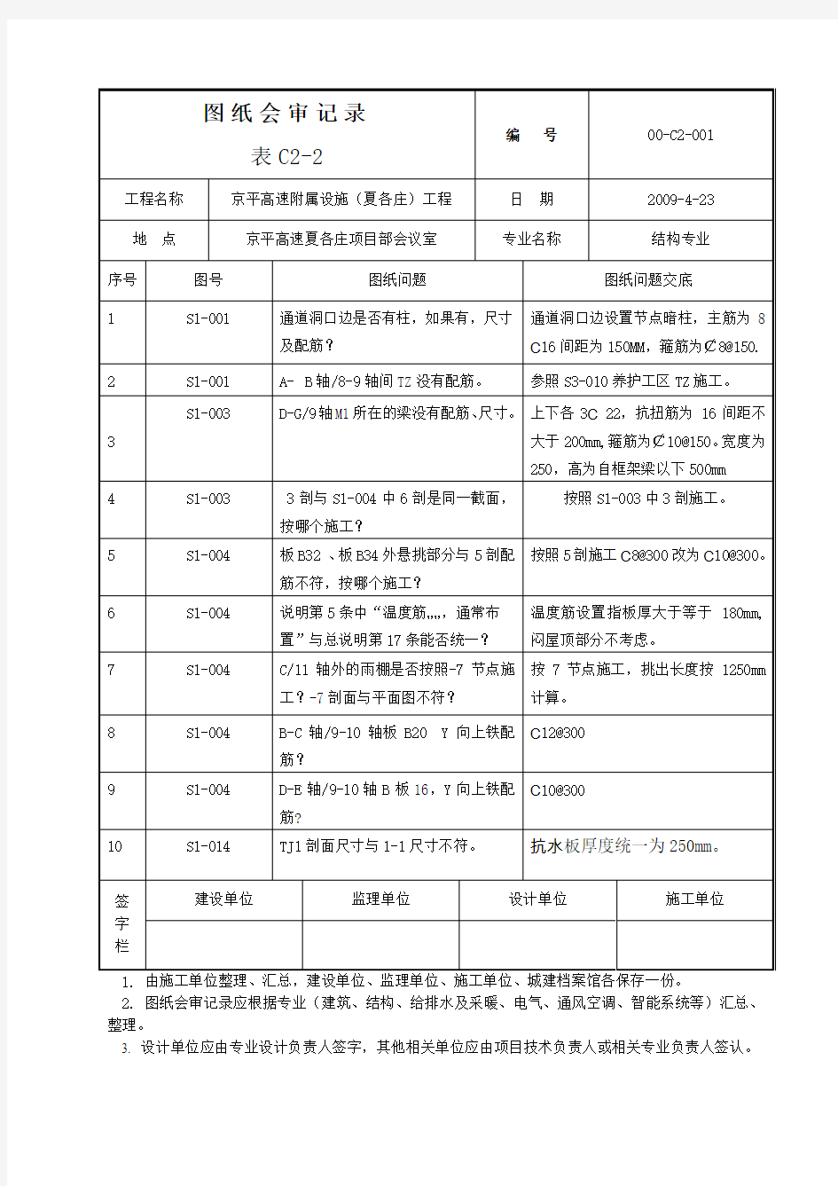 C2-2图纸会审记录(结构)