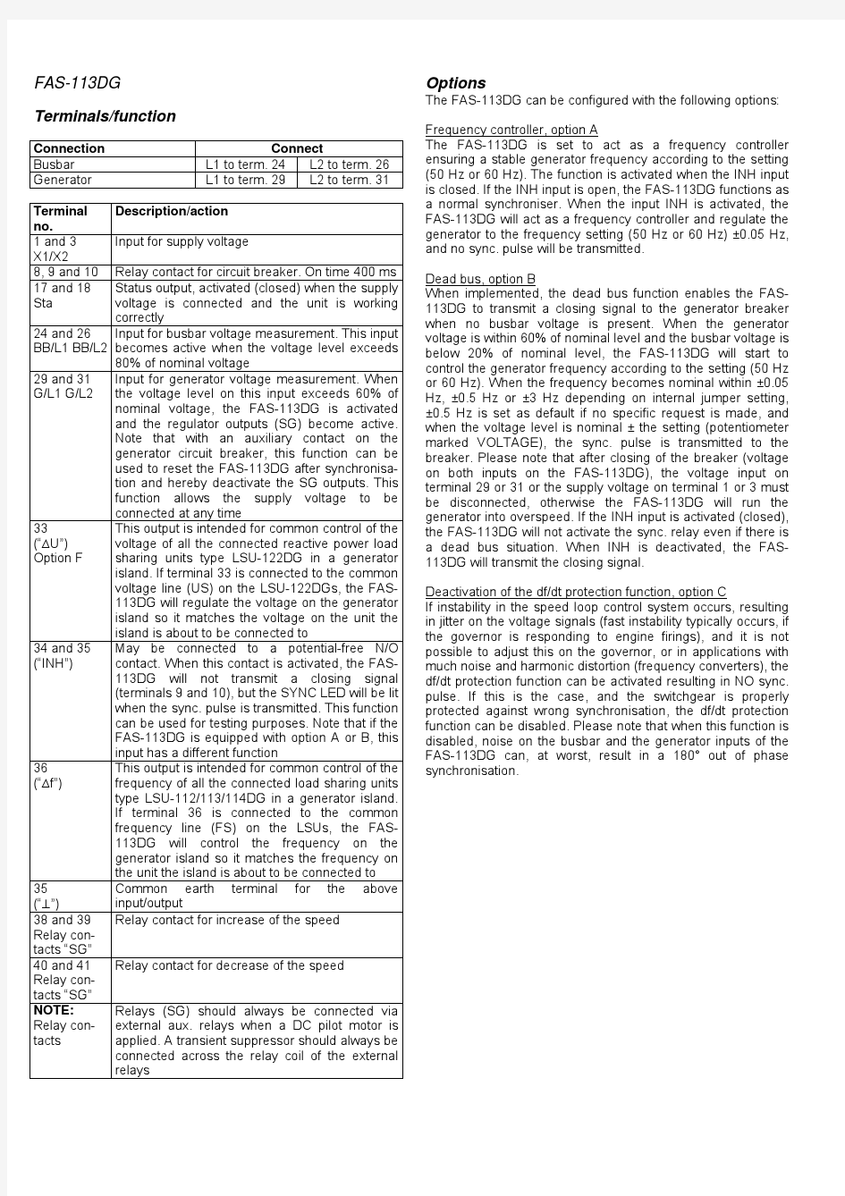 FAS-113DG, data sheet 4921240114 UK